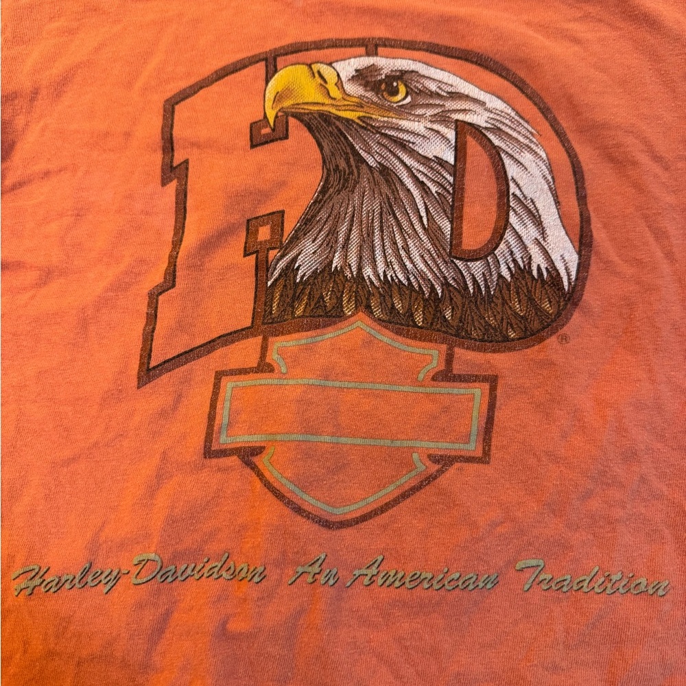 Harley-Davidson Orange Tee with Eagle Graphic - Picture 2 of 9